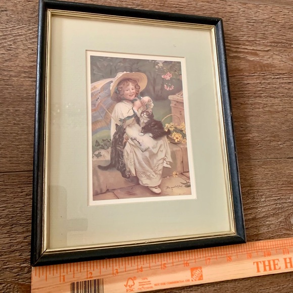 Framed print Girl & Cats 9/11 inch - Picture 3 of 11